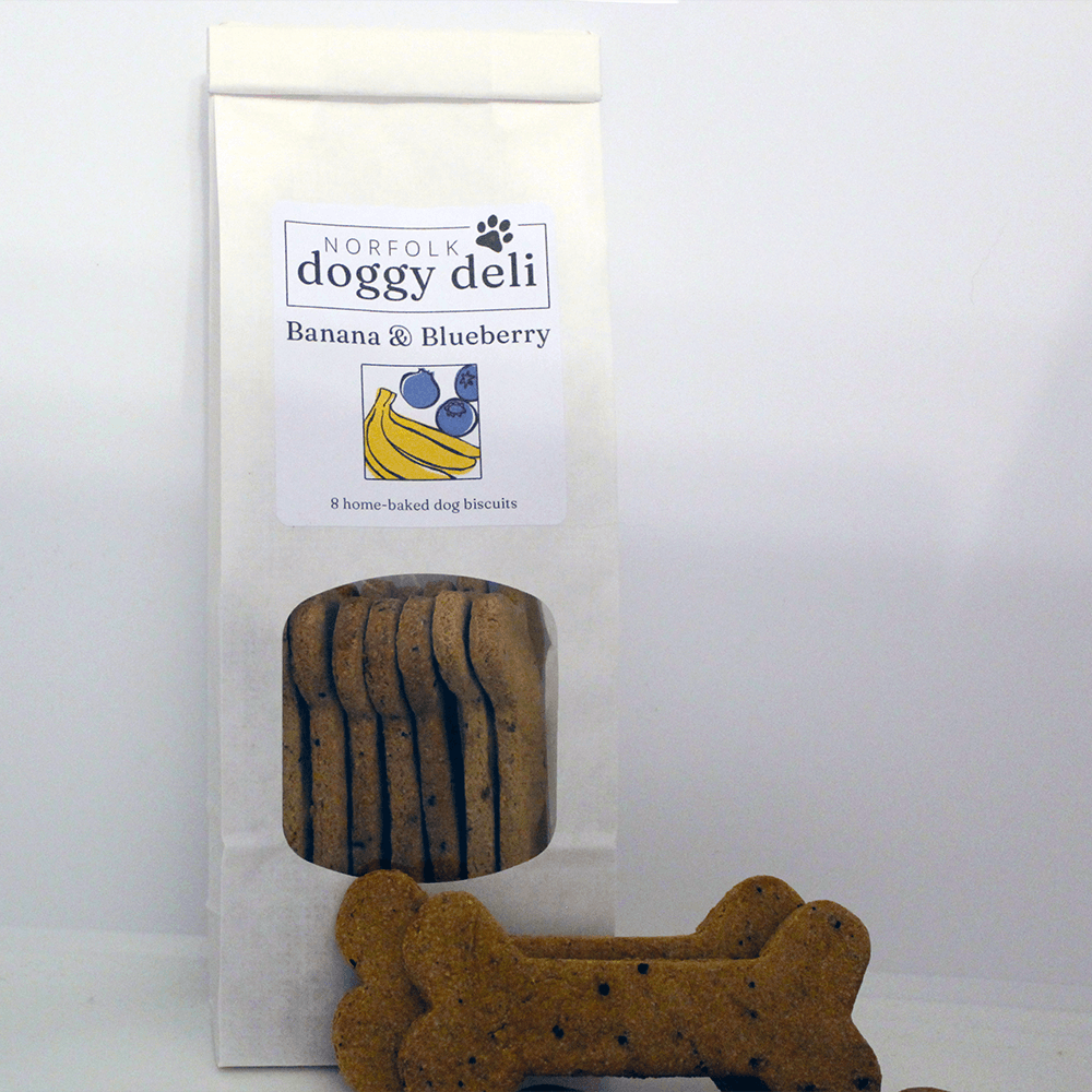 Large Banana and Blueberry Dog Biscuits